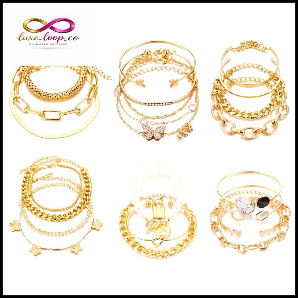 14k Gold Plated Layered Stackable Bangle Bracelet… - image 1